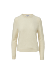 Veronica Beard Cream cashmere crewneck sweater with ribbed trim.