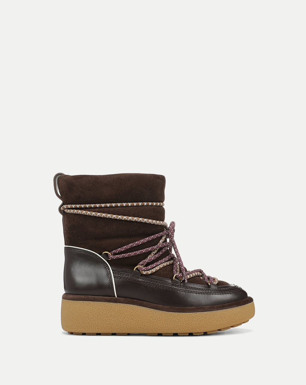 Veronica Beard Brown suede and leather lace-up platform boot.