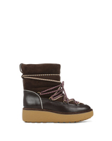 Veronica Beard Brown suede and leather lace-up platform boot.
