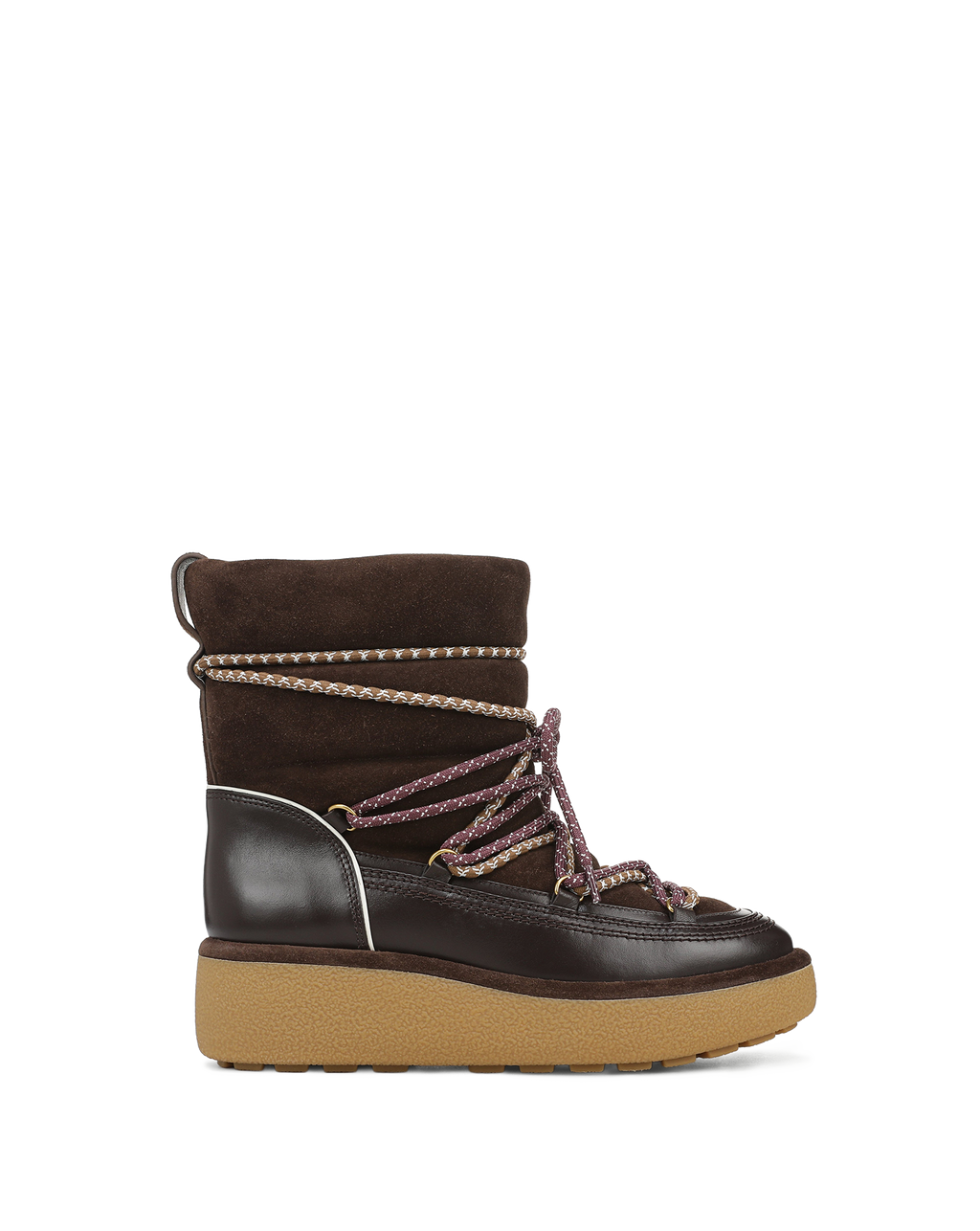 Veronica Beard Brown suede and leather lace-up platform boot.