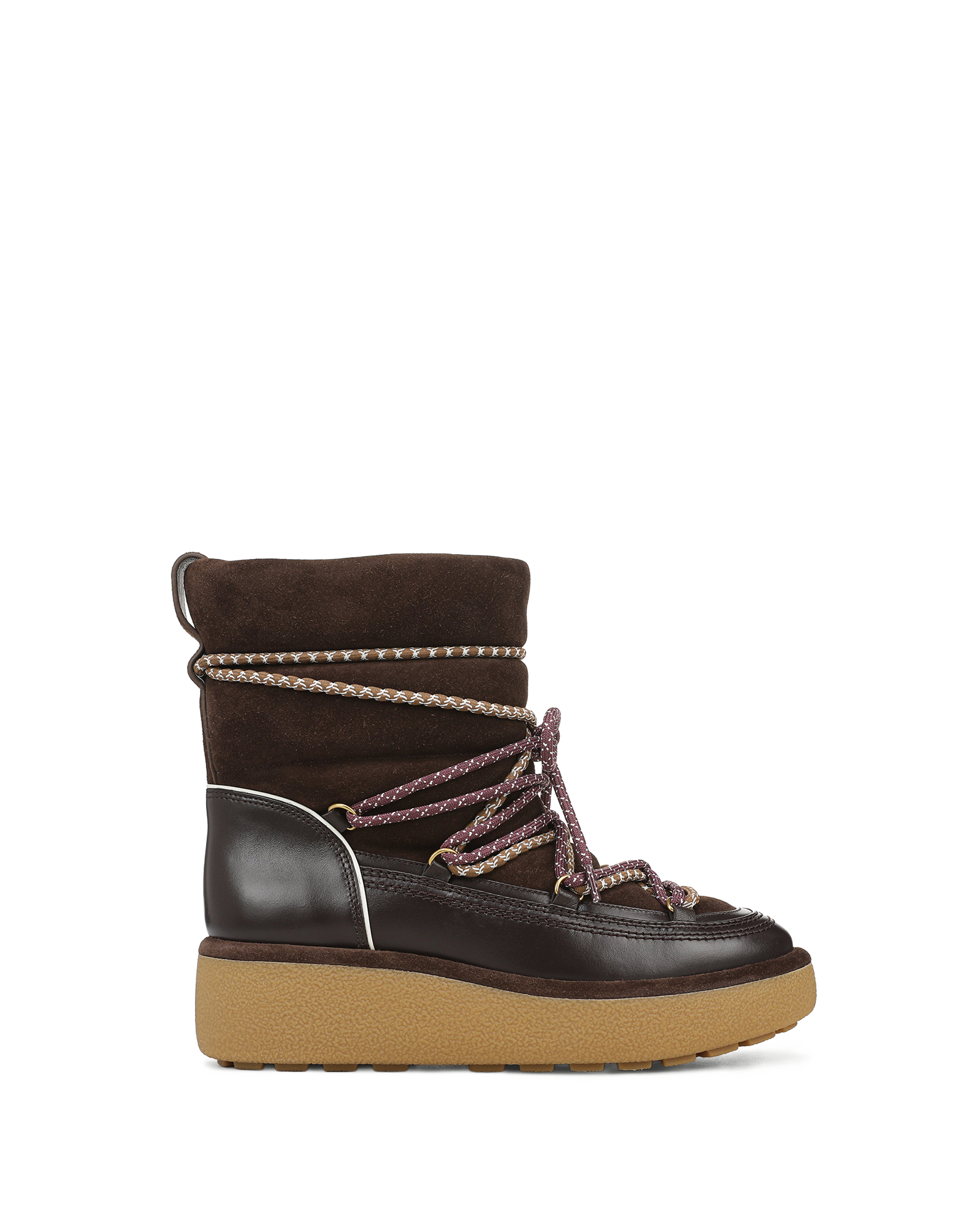 Veronica Beard Brown suede and leather lace-up platform boot.