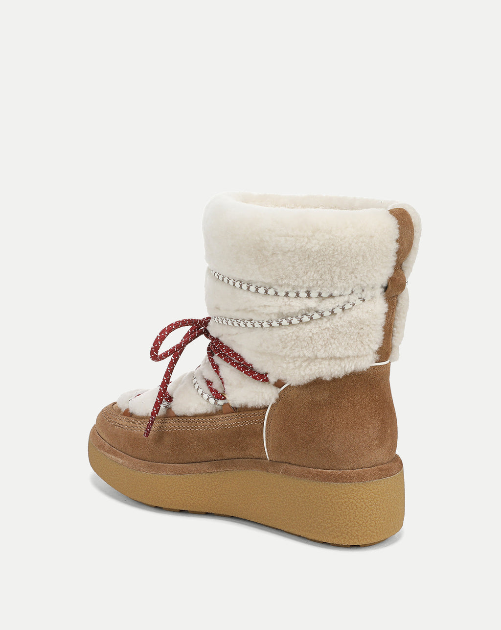 Veronica Beard Brown suede platform snow boot with shearling.