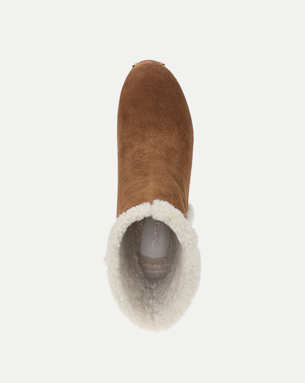 Veronica Beard Brown suede slip-on boot with shearling lining.