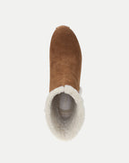 Veronica Beard Brown suede slip-on boot with shearling lining.