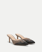 Veronica Beard Brown suede and snakeskin pointed-toe stiletto mules.