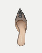 Veronica Beard Grey and black pointed-toe mule shoe.