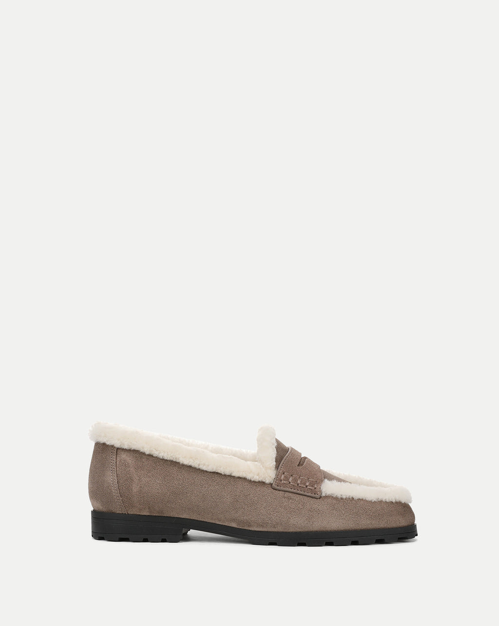 Veronica Beard Brown suede shearling-lined slip-on loafer shoes.