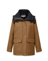 Veronica Beard Brown houndstooth jacket with contrast dark collar.