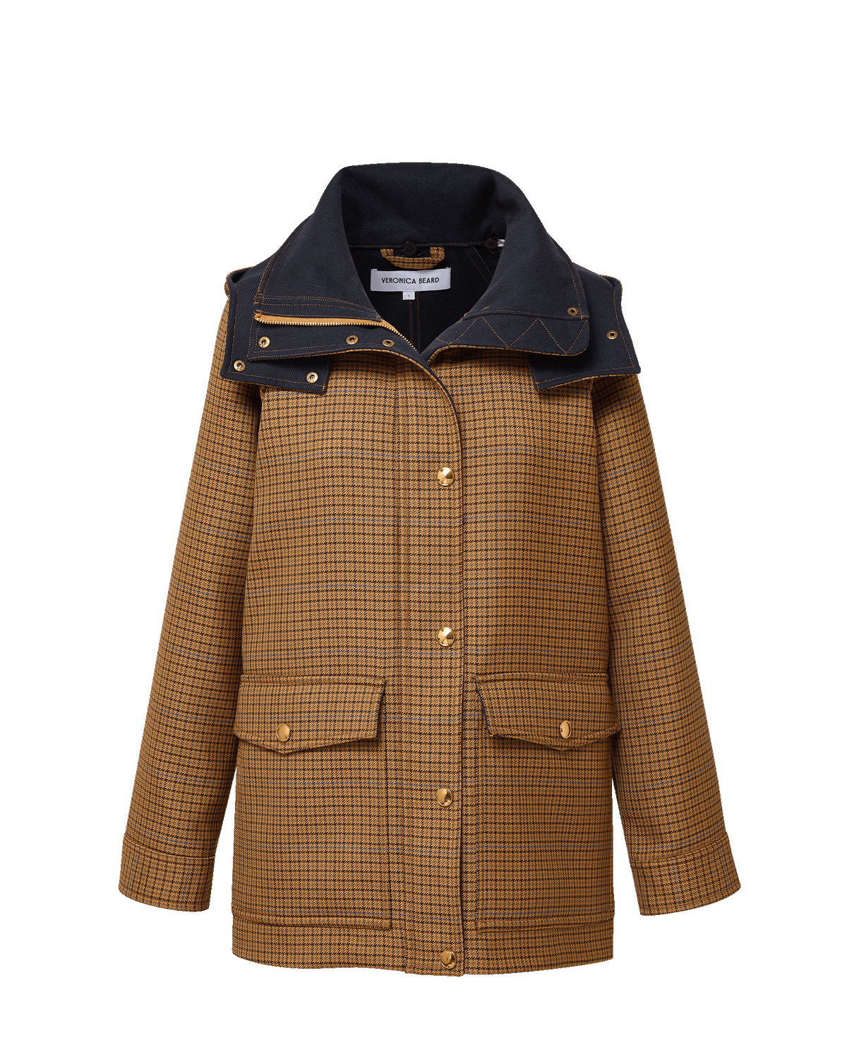 Veronica Beard Brown houndstooth jacket with contrast dark collar.