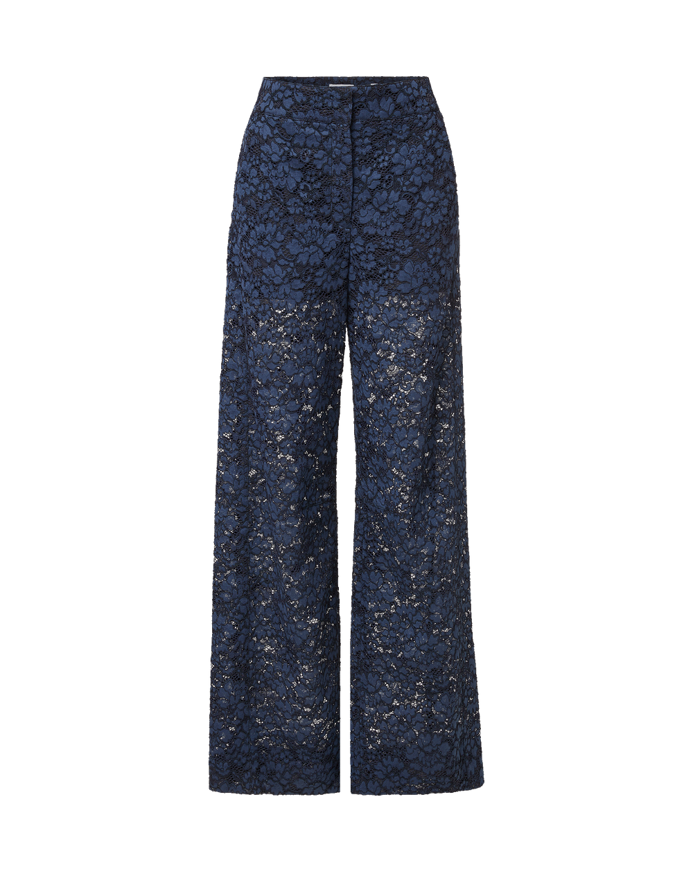 Veronica Beard Navy lace wide-leg trousers.