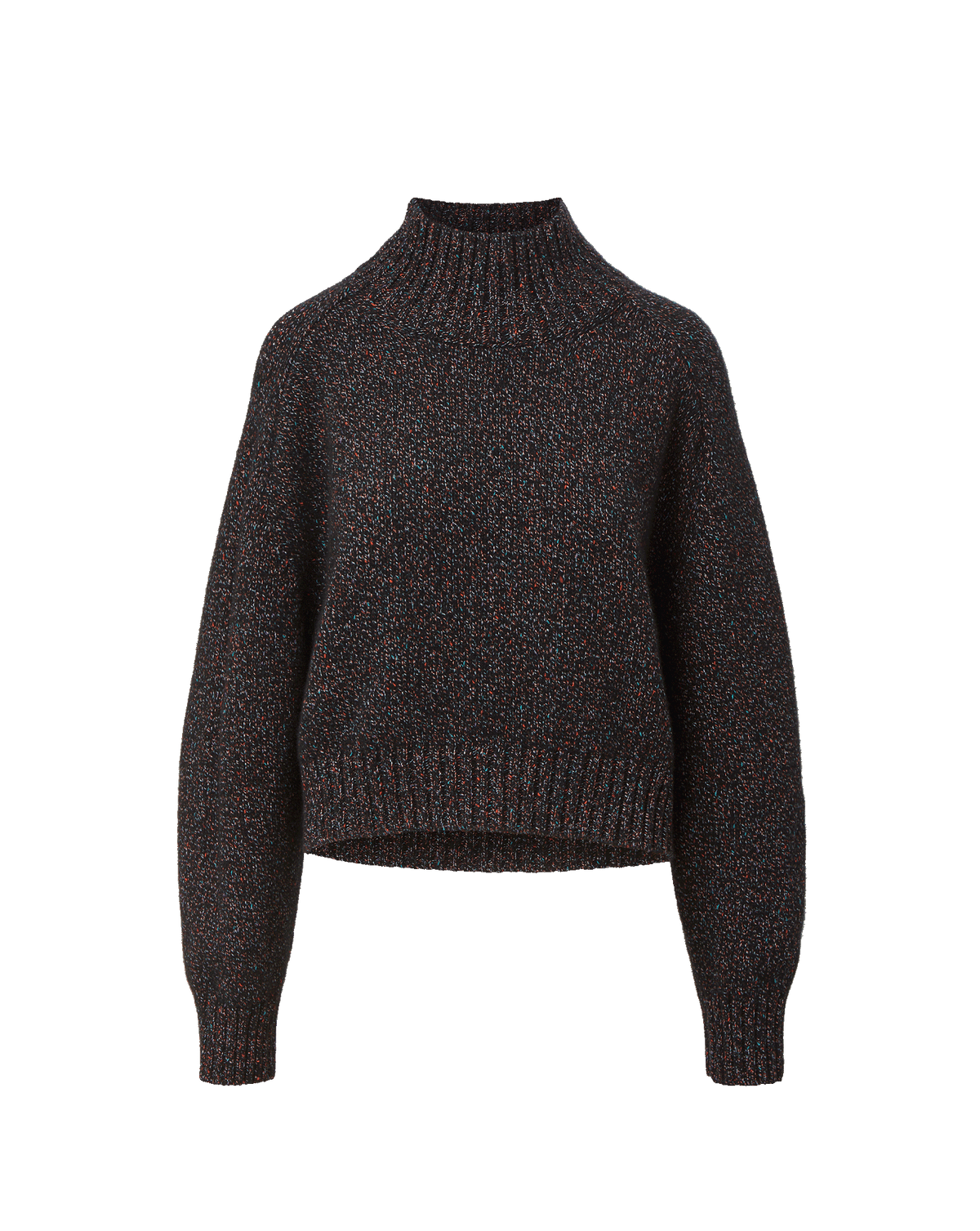 Veronica Beard Black speckled knit mock neck sweater.