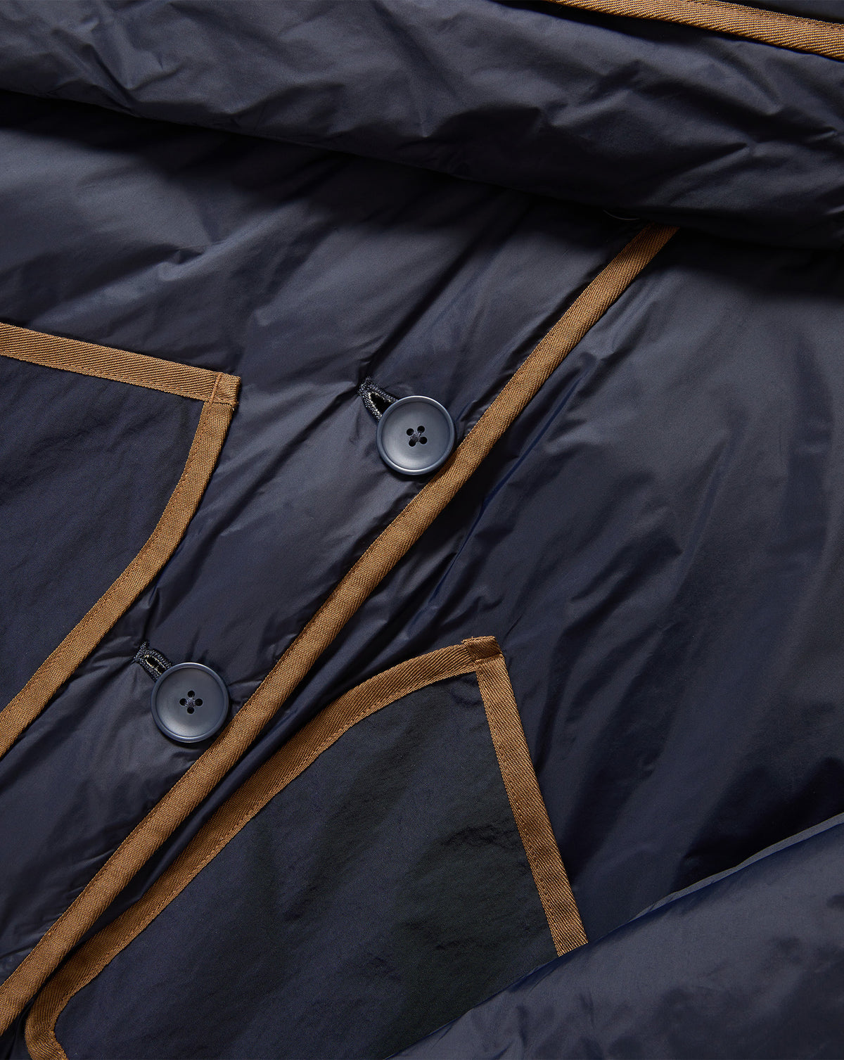 Veronica Beard Navy quilted jacket with brown corduroy trim.
