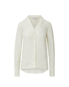 Veronica Beard White silk button-down shirt with lapel collar.