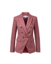 Veronica Beard Pink tweed double-breasted blazer with tortoise buttons.