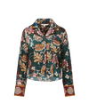 Veronica Beard Green floral print silk pajama shirt.