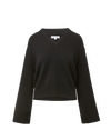 Veronica Beard Black V-neck sweater with wide sleeves.