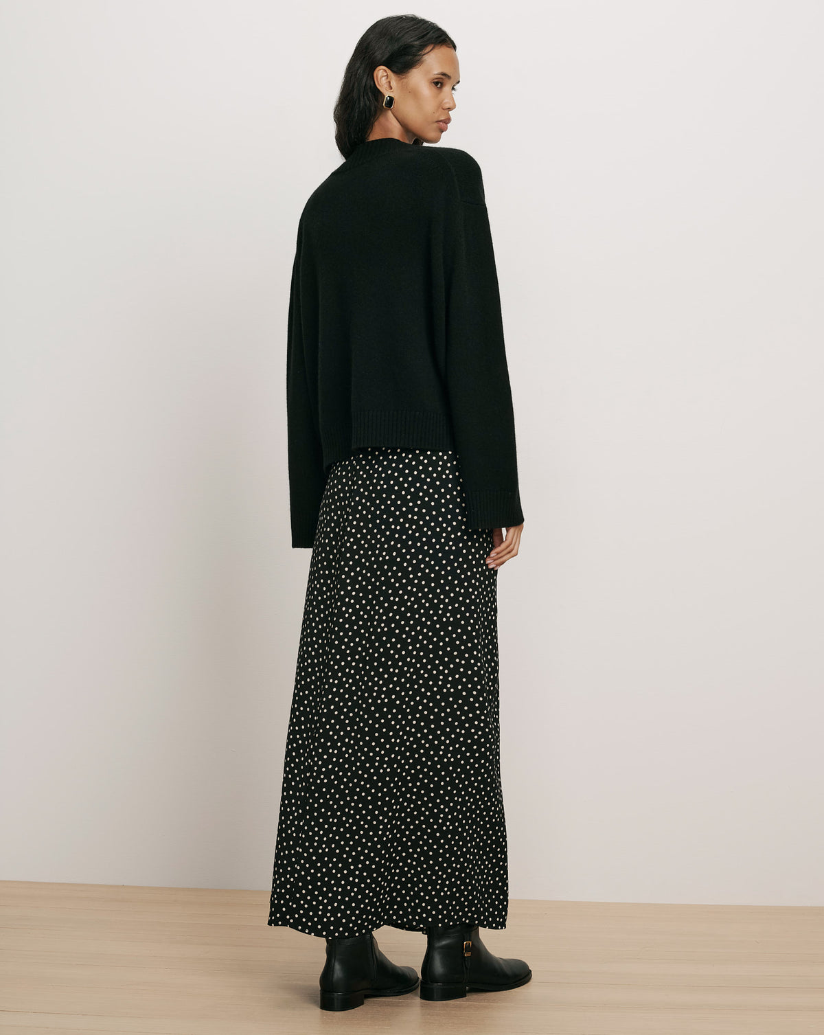 Veronica Beard Black polka dot maxi skirt.