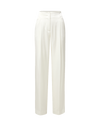 Veronica Beard White wide-leg pleated trousers with smooth finish.