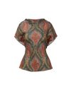 Veronica Beard Multicolored silk paisley patterned short sleeve blouse.