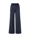 Veronica Beard Navy blue wide-leg corduroy trousers with elastic waistband.