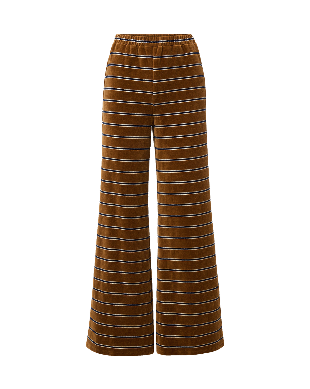 Veronica Beard Brown striped velvet wide-leg trousers.