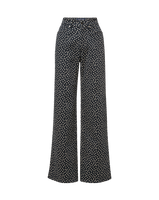 Veronica Beard Black polka-dot wide-leg denim pants.