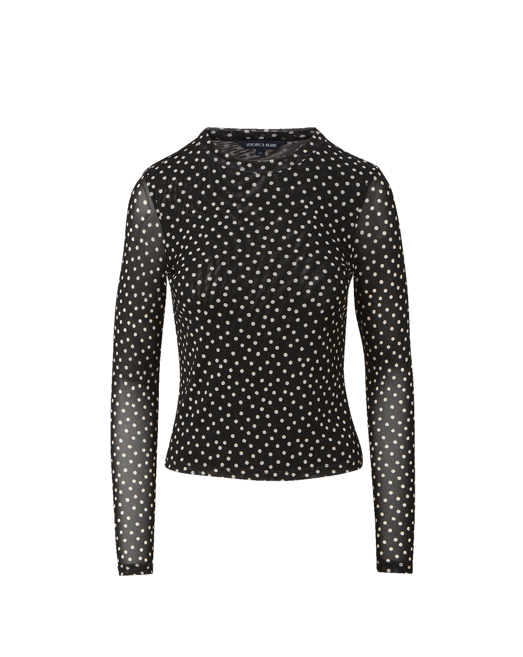 Veronica Beard Black mesh polka dot long-sleeve top.