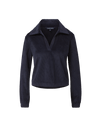 Veronica Beard Navy blue corduroy polo shirt with collared V-neck.