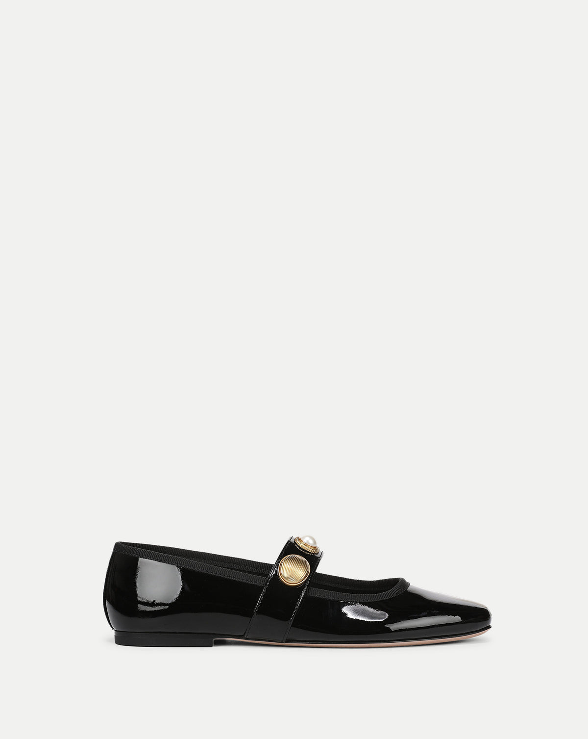 Veronica Beard Black patent leather Mary Jane flat shoe.