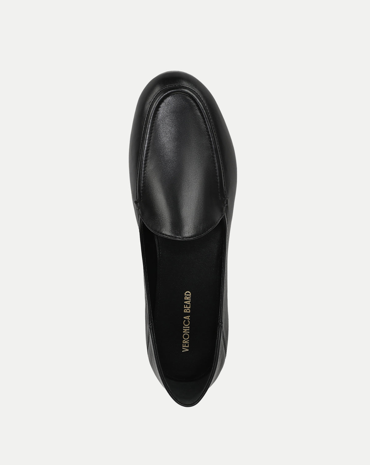 Veronica Beard Black leather slip-on loafers.