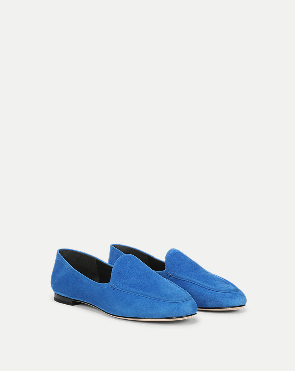 Veronica Beard Bright blue suede slip-on loafers.