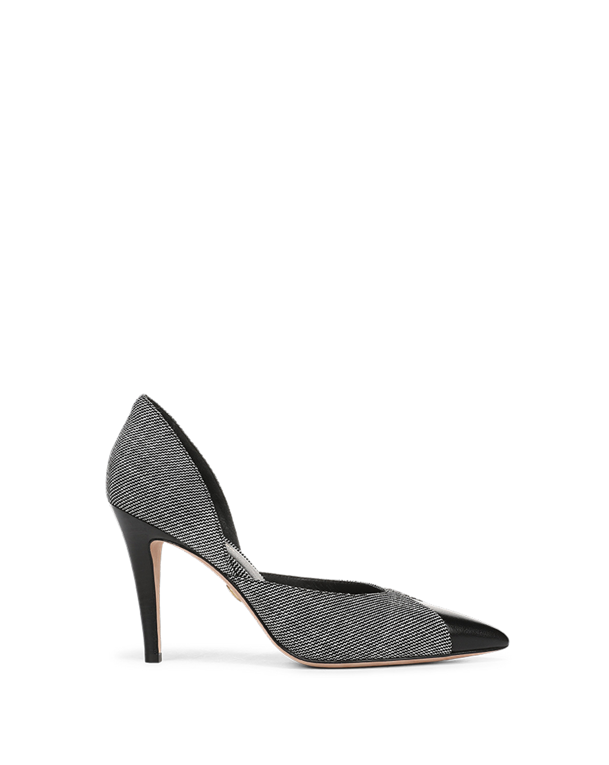 Veronica Beard Black and white tweed pointed-toe stiletto pump.