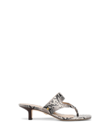 Veronica Beard Snakesprint kitten heel thong sandal.