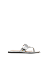 Veronica Beard Metallic silver leather flat thong sandal.