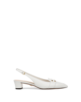 Veronica Beard White leather pointed-toe slingback shoe, low heel.