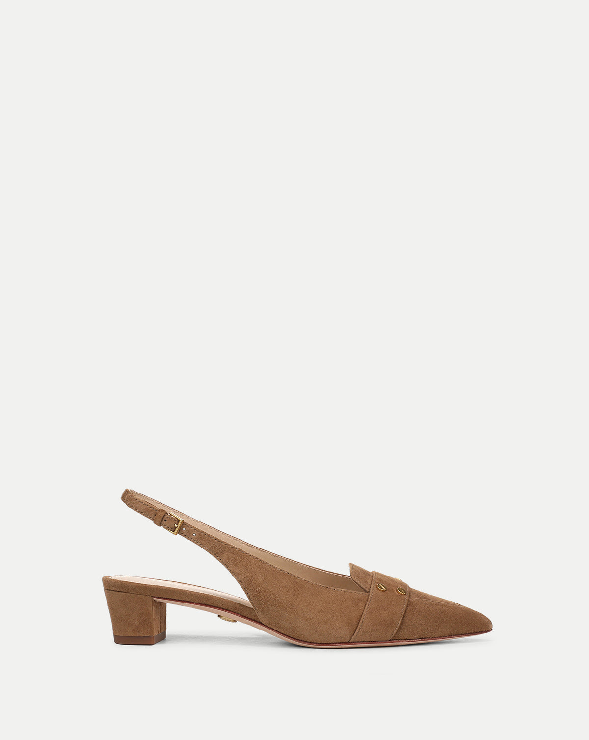 Veronica Beard Brown suede slingback heel with pointed toe.
