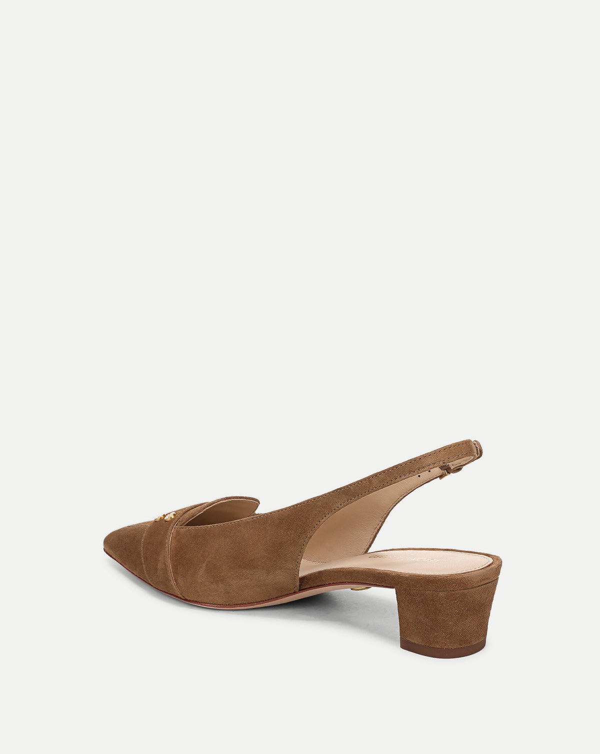 Veronica Beard Brown suede pointed-toe slingback heel with buckle.