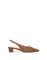 Veronica Beard Brown suede slingback low block heels.