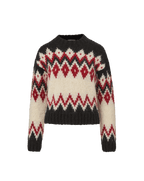 Veronica Beard Black, red, and cream patterned wool sweater.