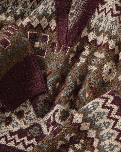 Veronica Beard Maroon and beige geometric pattern knit cardigan