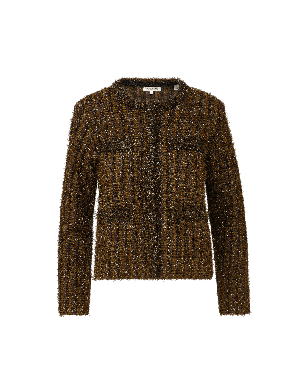 Veronica Beard Brown textured tweed jacket with metallic threads.