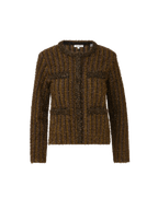 Veronica Beard Brown textured tweed jacket with metallic threads.