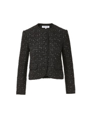 Veronica Beard Black tweed jacket with front buttons.