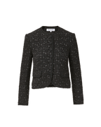 Veronica Beard Black tweed jacket with front buttons.