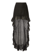 Veronica Beard Black high-low ruffled sheer polka dot skirt.