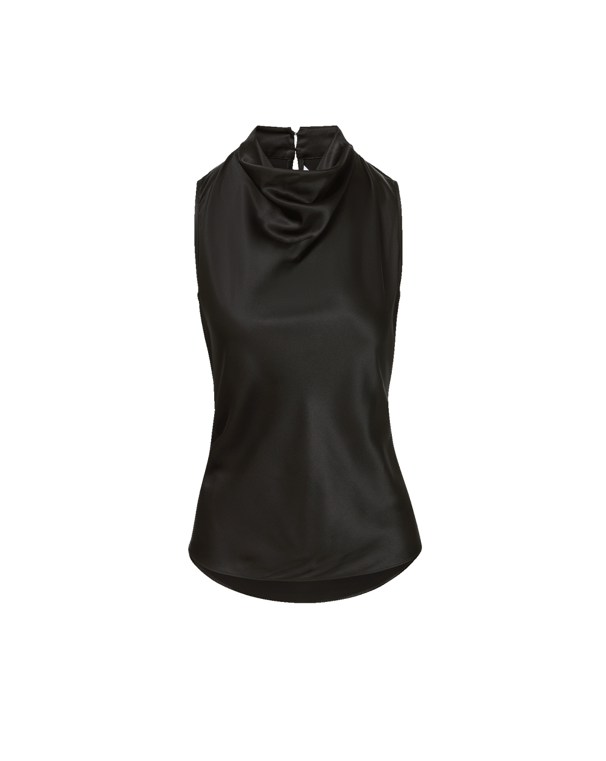 Veronica Beard Black satin sleeveless cowl neck top.