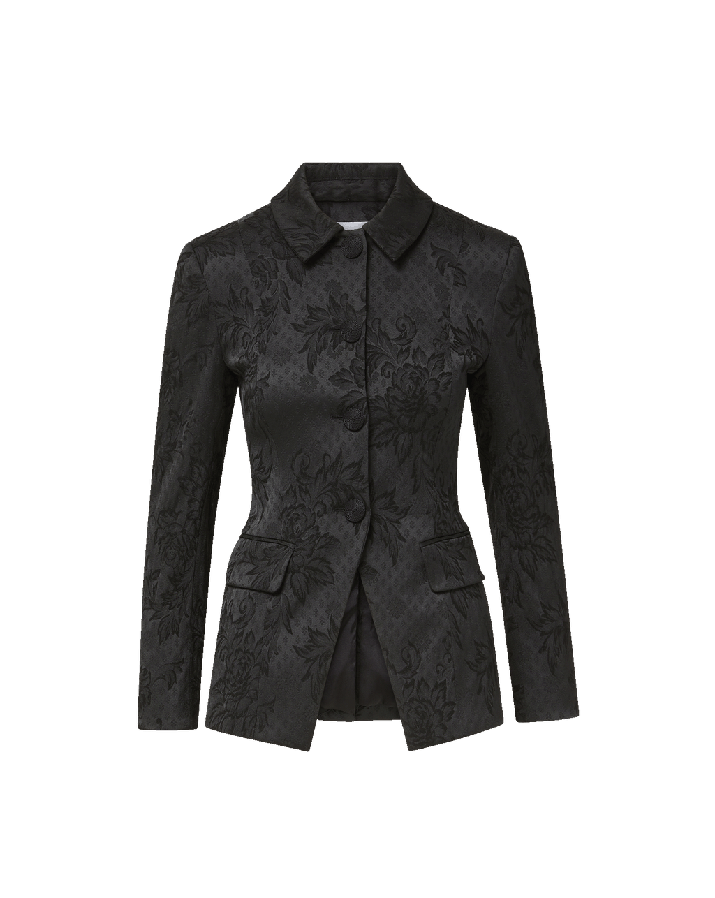Veronica Beard Black floral brocade buttoned blazer jacket.