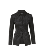 Veronica Beard Black floral brocade buttoned blazer jacket.