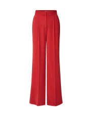 Veronica Beard Red wide-leg pleated trousers with fitted waistband.