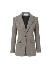 Veronica Beard Black and white houndstooth single-button blazer.